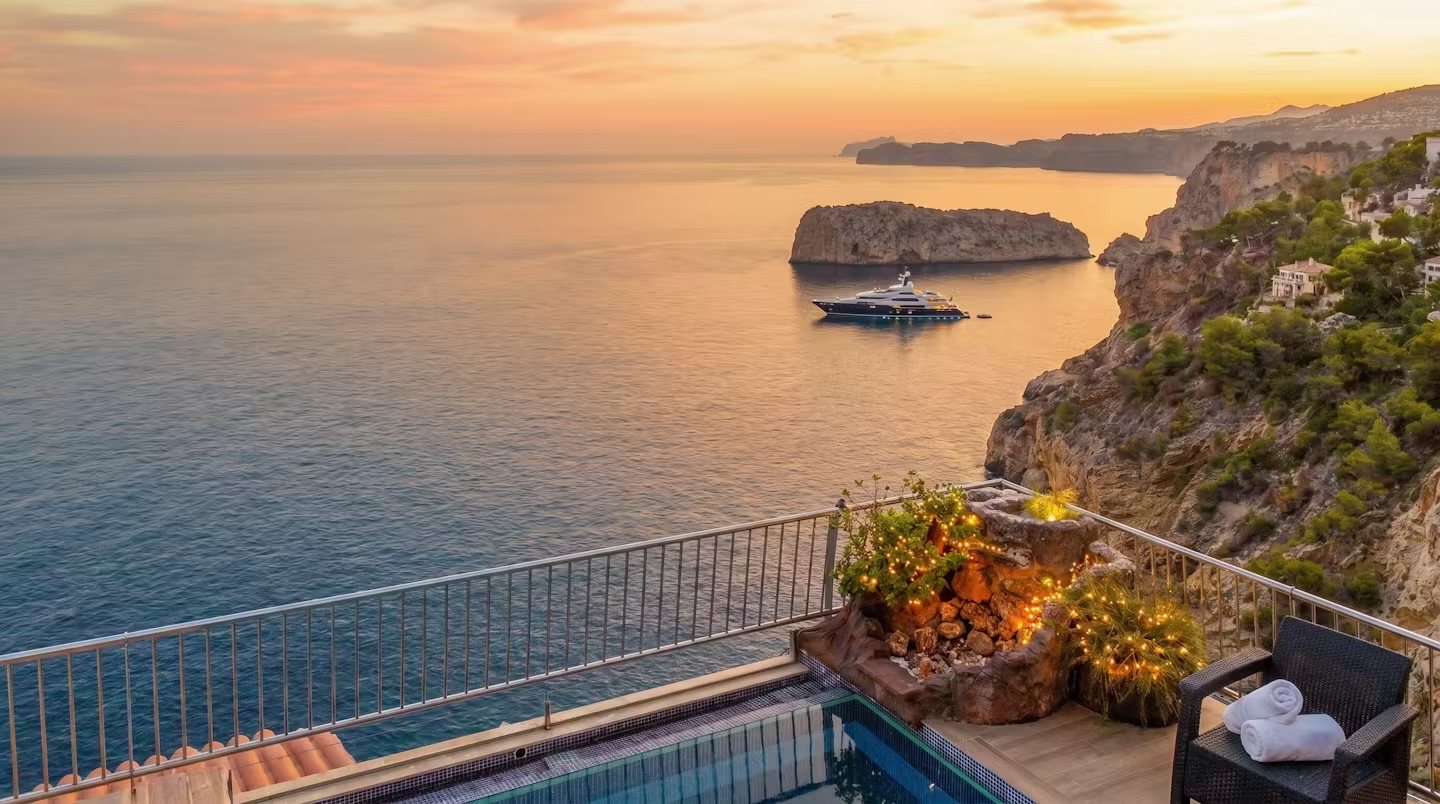 A villa terrace overlooking the Mediterranean on the Costa Blanca